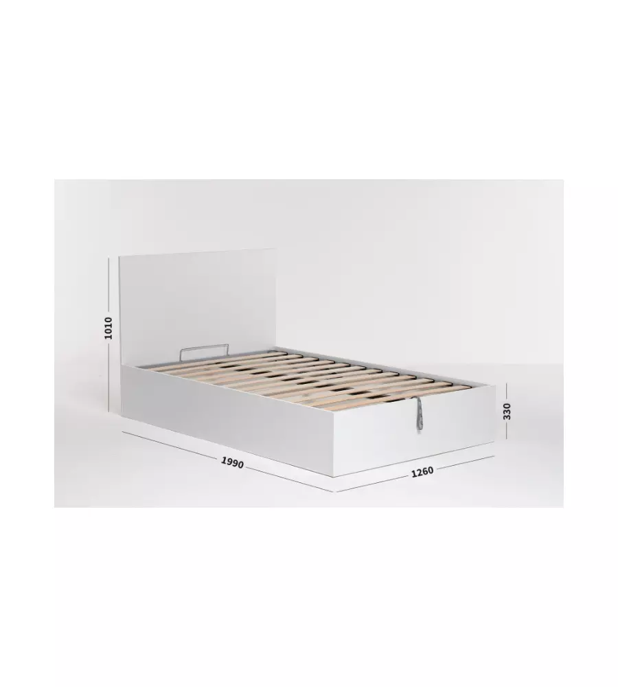 Letto piazza e mezza contenitore 'hi box' bianco 120x190 cm